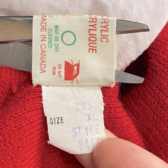 Vintage Moores Red Mr. Rogers Style Dad Grandpa Button Up Cardigan XL - Picture 5 of 11